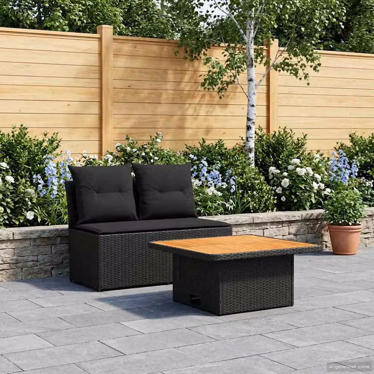 Set da giardino vidaXL composto da 2 divani a due posti con tavolino, struttura in acciaio verniciato a polvere e cuscini in schiuma con rivestimenti rimovibili, resistente alle intemperie