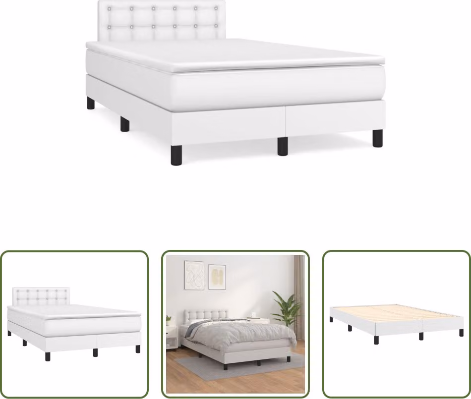 The Living Store Letto a molle con materasso bianco 120x190 cm in Pelle finta