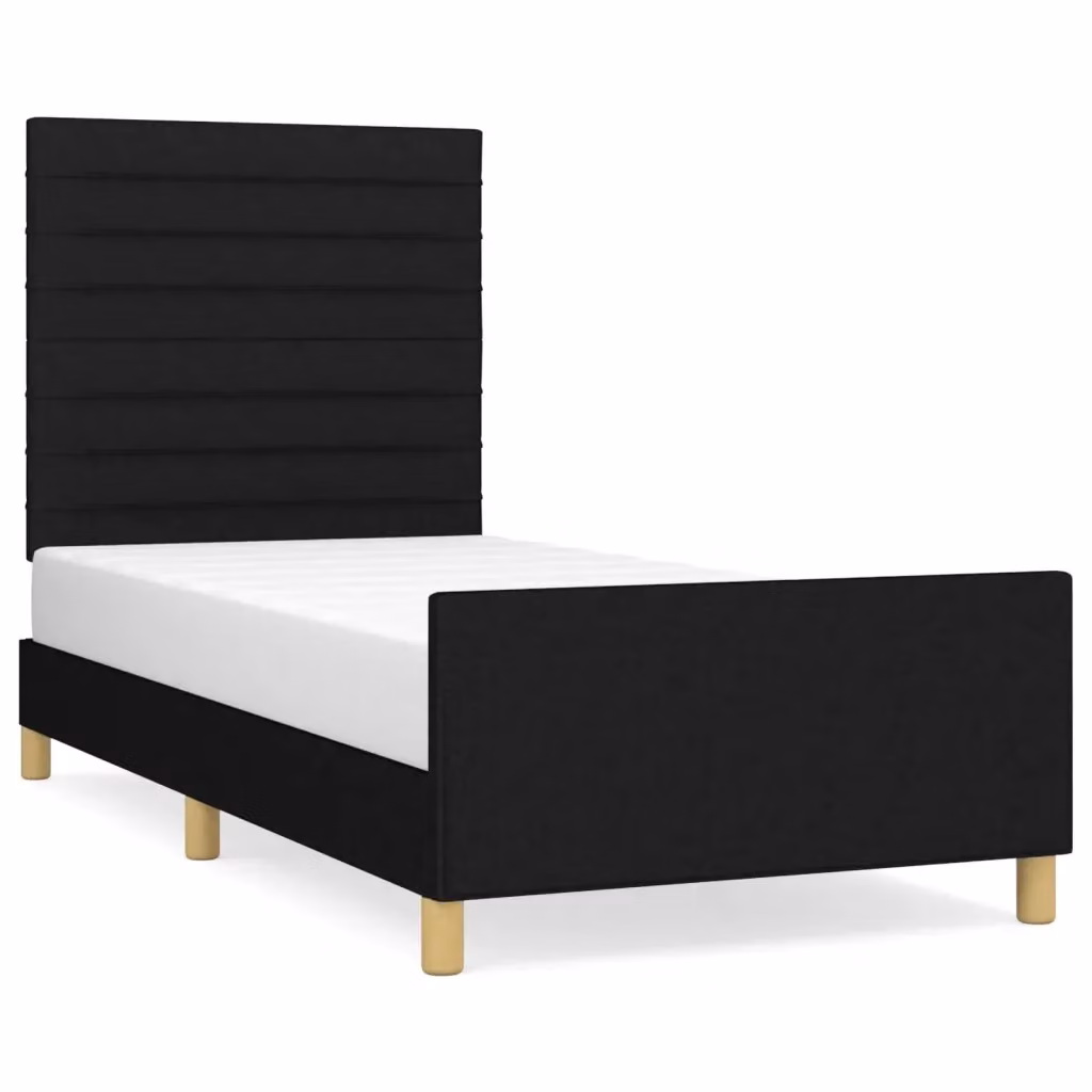 Giroletto vidaXL in tessuto nero con doghe in legno L/P: 100 x 200 cm – 2
