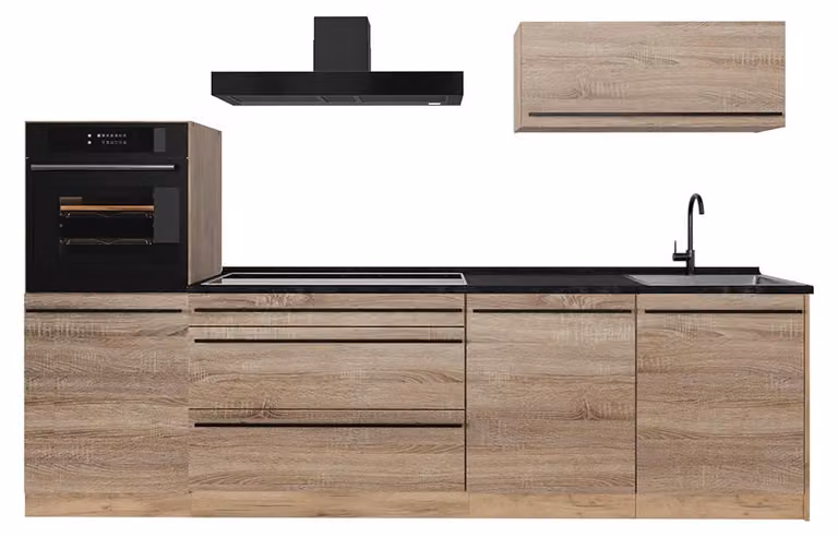 Cucina componibile Vicco R-Line Sonoma/Rovere dorato 280 cm piano di lavoro Antracite, Model 67261