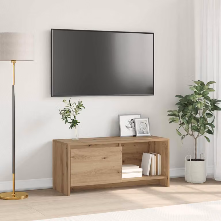 Set mobile TV moderno vidaXL in legno color rovere, L 90 x P 35 x H 40 cm