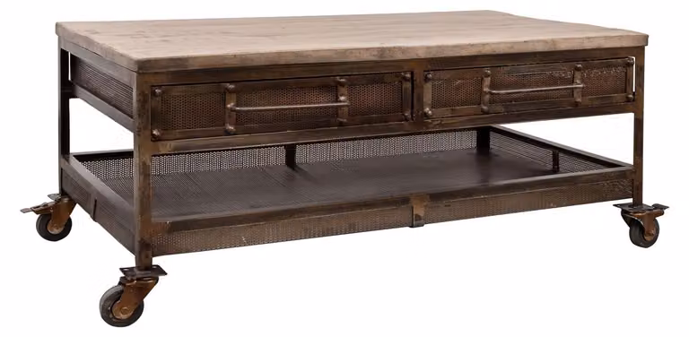 MASSIVMOEBEL24 | tavolino da salotto in legno di Mango 110x60x50 marrone laccato HEAVY INDUSTRY #222