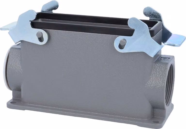 HARTING Han 24B Base alta, 1xPG29 uscita cavo laterale, con 2 staffe trasversali Vite PG29 Area di serraggio