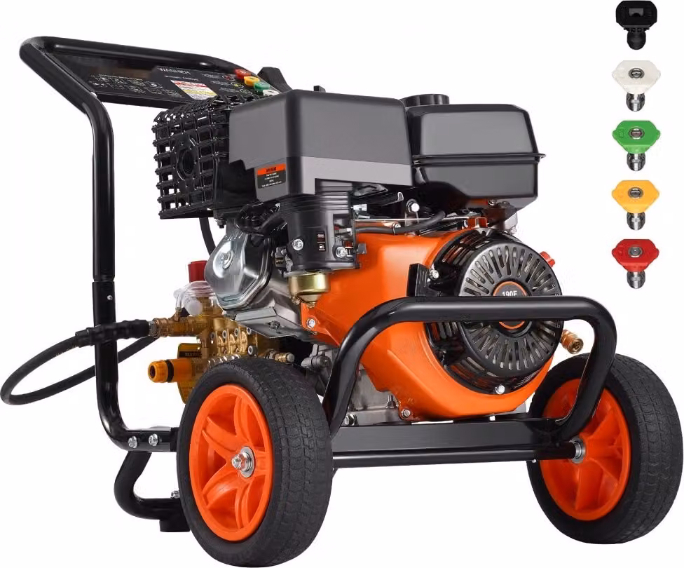 Idropulitrice a benzina - 4400 PSI - 15 L/min - 2,6 GPM - set di 5 ugelli - per auto e uso esterno