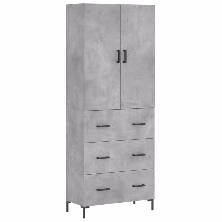 Credenza Grigio Cemento 69,5x34x180 cm in Legno Multistrato