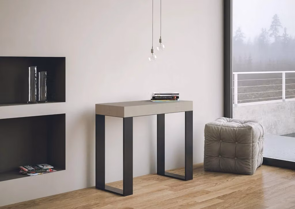 Consolle allungabile Tekno Premium Cashmere con telaio Antracite L/P/H: 90 x 40/300 x 77 cm – 2