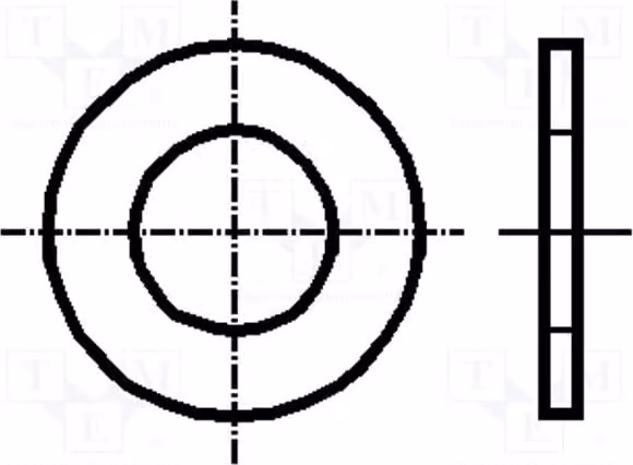 100 rondelle di alluminio, diametro D=9mm, spessore h=0,8mm, forma circolare, per viti M4, conformi alla norma DIN: 125A, codice prodotto 1229818
