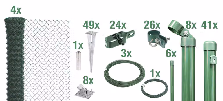 Alberts 632298 Recinzione in rete metallica come set completo, con manicotto a terra carrabile, verde, altezza 100 cm, lunghezza 100 m