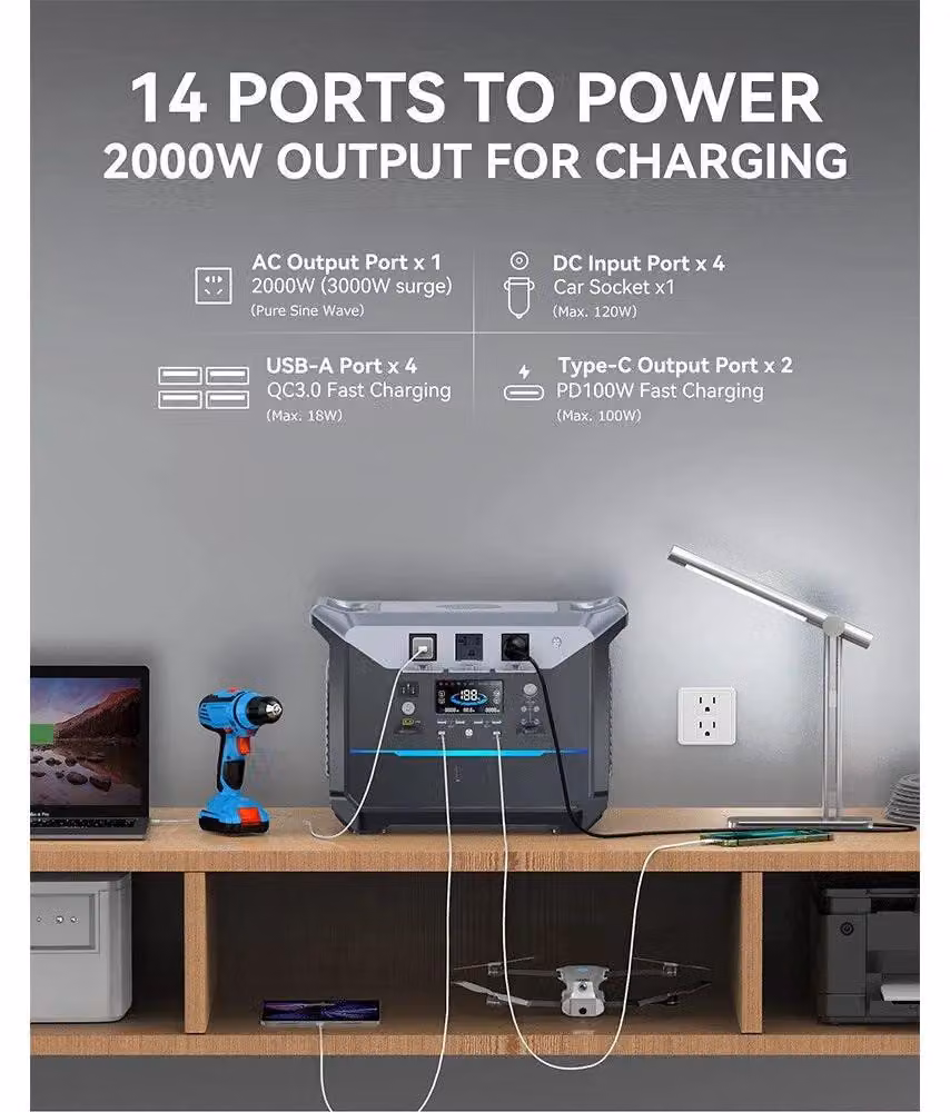 Centralina portatile - Fonte di energia mobile - Power station - Batteria esterna - Alimentazione di emergenza - Capacità di 2073,6 Wh