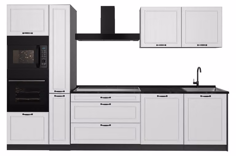 Cucina componibile Vicco R-Line Bianco country/Antracite 310 cm piano di lavoro Antracite, Model 67938