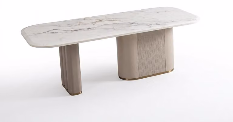 Tavolo da pranzo rettangolare, in legno, dal design moderno, elegante, accogliente e senza tempo