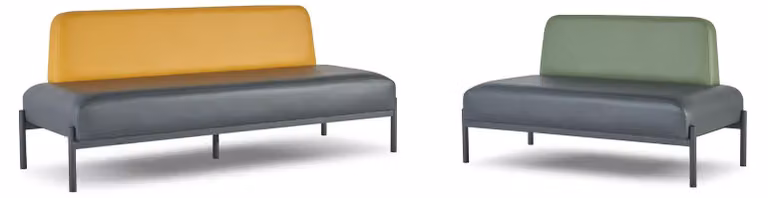 Sofagarnituren Schwarz Grün Gelb 3-Sitzer 2-Sitzer Art Deco Ledersofas
