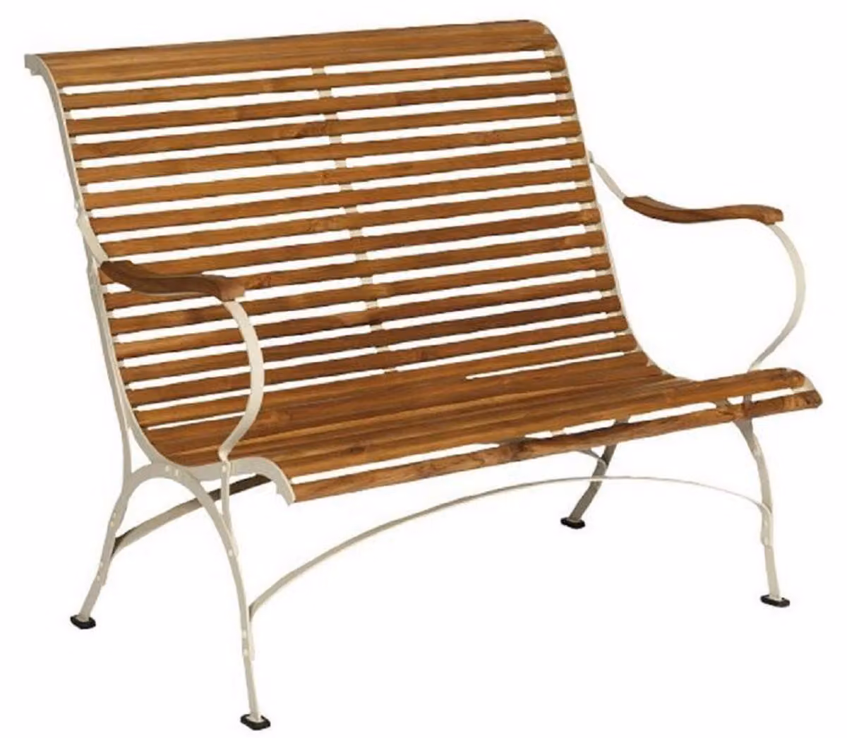 Casa Padrino panca da giardino liberty marrone / color crema 107 x 80 x h. 91 cm - Panca da giardino e patio con schienale e braccioli - Mobili da giardino e patio liberty