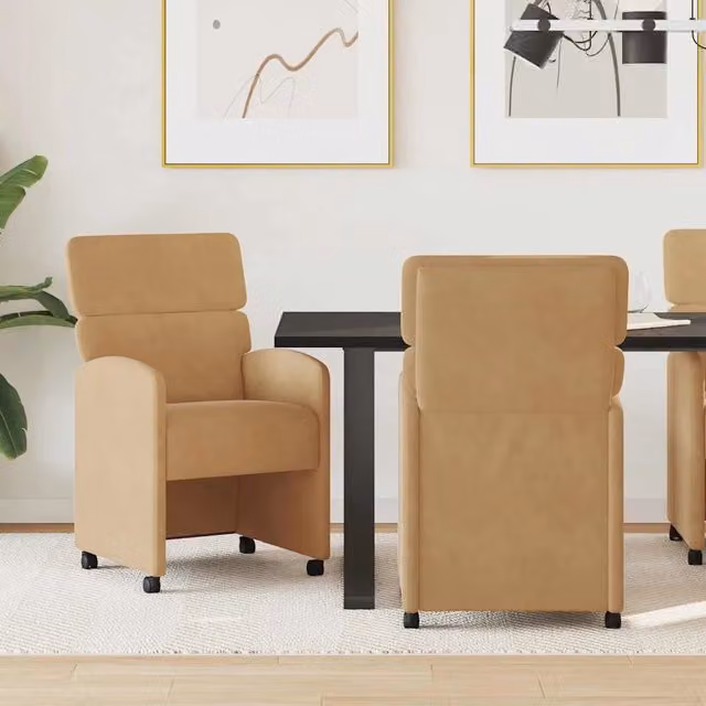 Sedie da Pranzo con Ruote 2 pz Velluto Marrone 58 x 65 x 98 cm 42017882