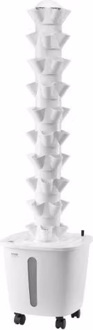 VEVOR Sistema di Coltivazione Idroponica Verticale con 50 Baccelli e 10 Livelli, Torre Idroponica Mobile in Plastica Bianca con Pompa dell'Acqua e Ruote per Erbe Aromatiche, Frutta e Verdura Indoor