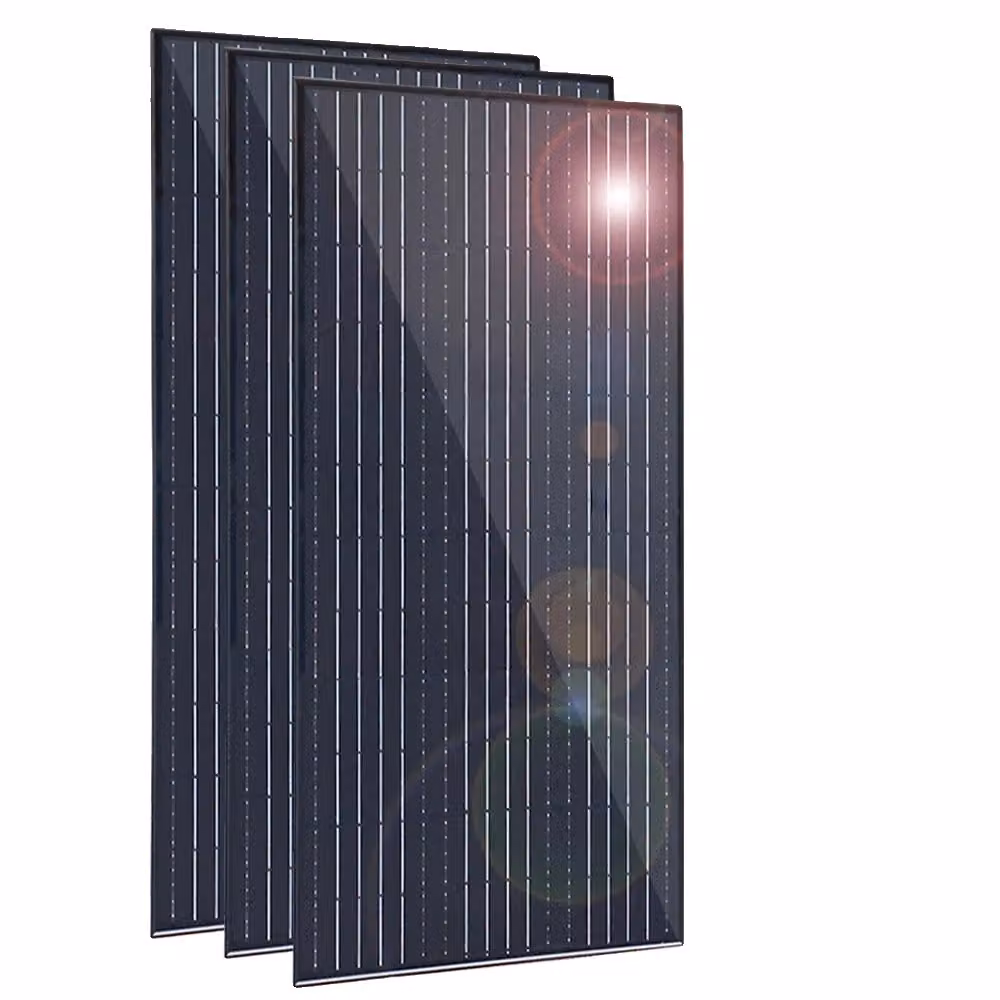 Kit di pannelli solari, potenza di 450W, struttura in alluminio, composto da 3 pannelli da 150W ciascuno