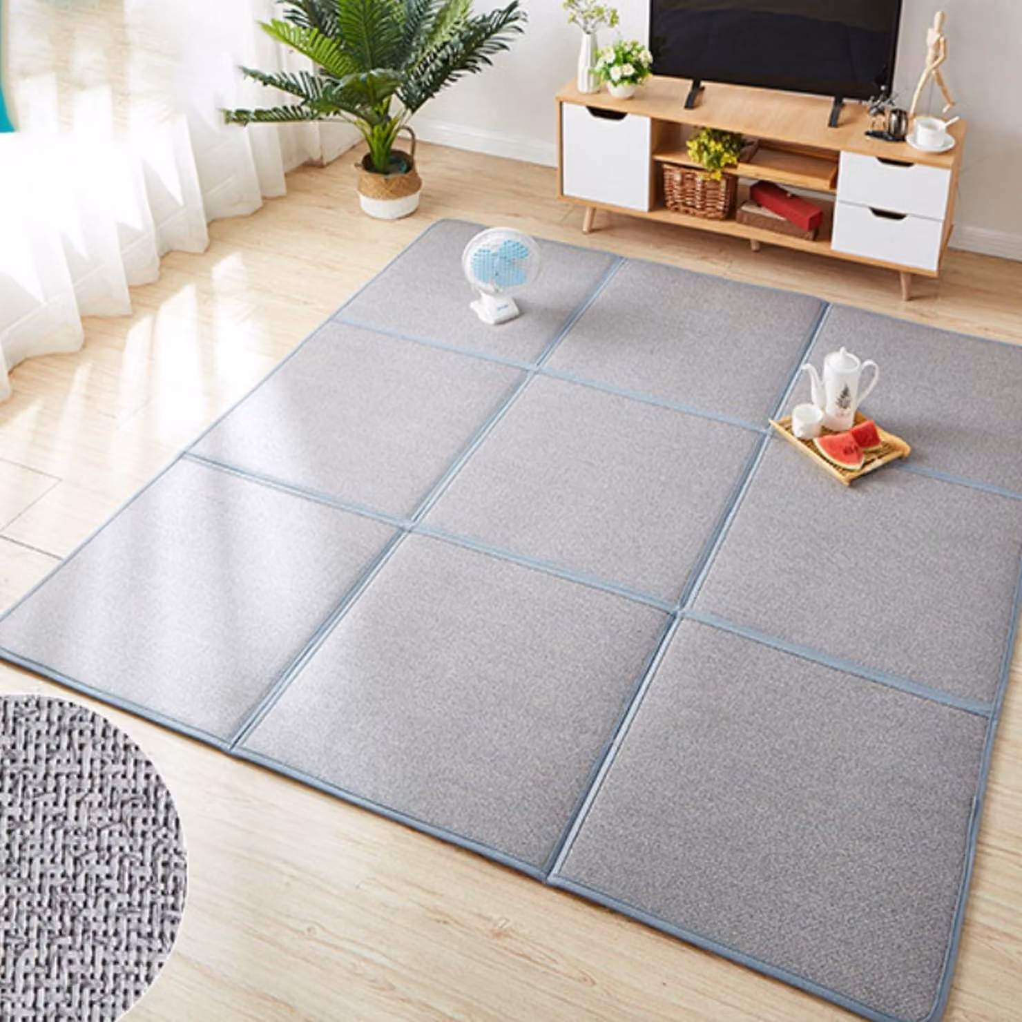 Tappeto in rattan pieghevole, ideale per camere da letto e per la pratica dello yoga