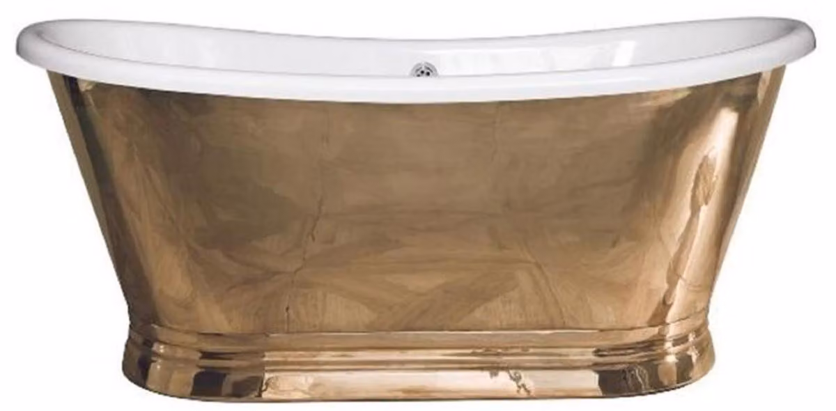 Casa Padrino vasca in rame Art Nouveau oro/bianco 170 x 72 x h. 71 cm - Vasca da bagno freestanding retro - Arredo bagno rustico in rame
