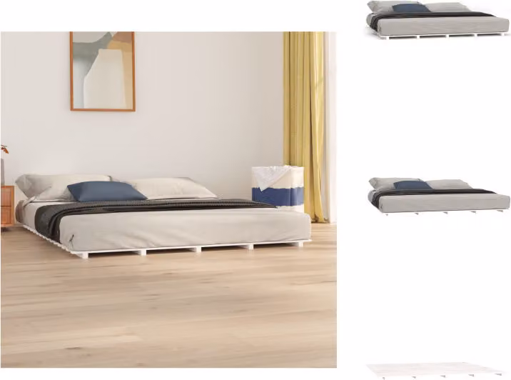 vidaXL Letto in legno massiccio bianco 180x200 cm pino - Letti e strutture letto