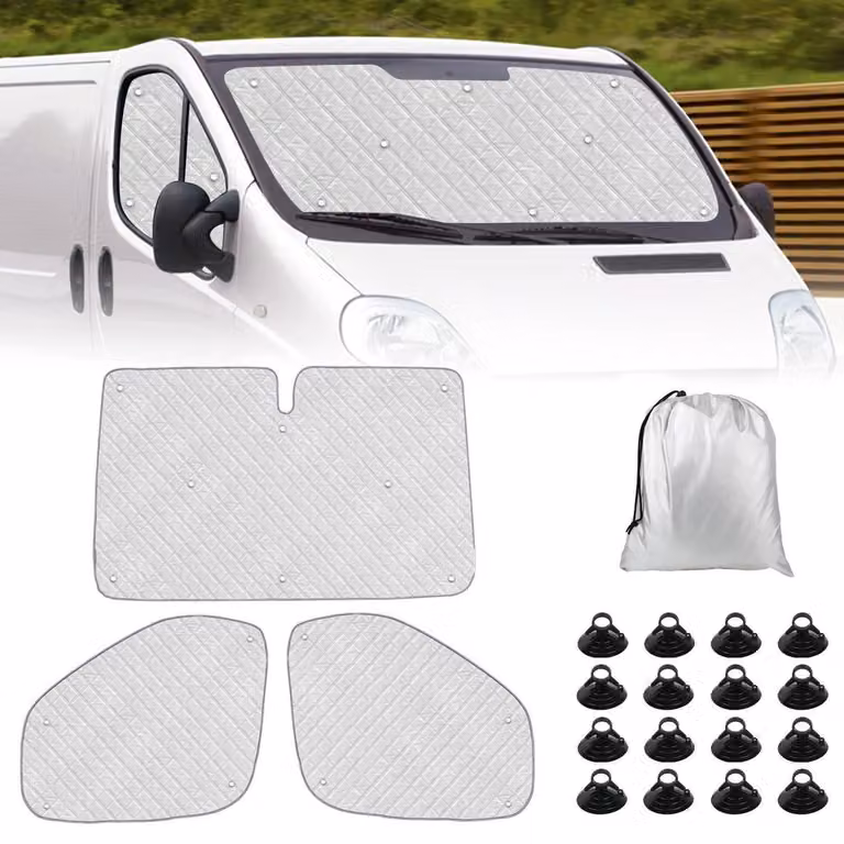 Tappetino termico per cabina di guida, composto da 3 pezzi, per Renault Trafic e Opel Vivaro dal 2001 al 2014, con protezione solare