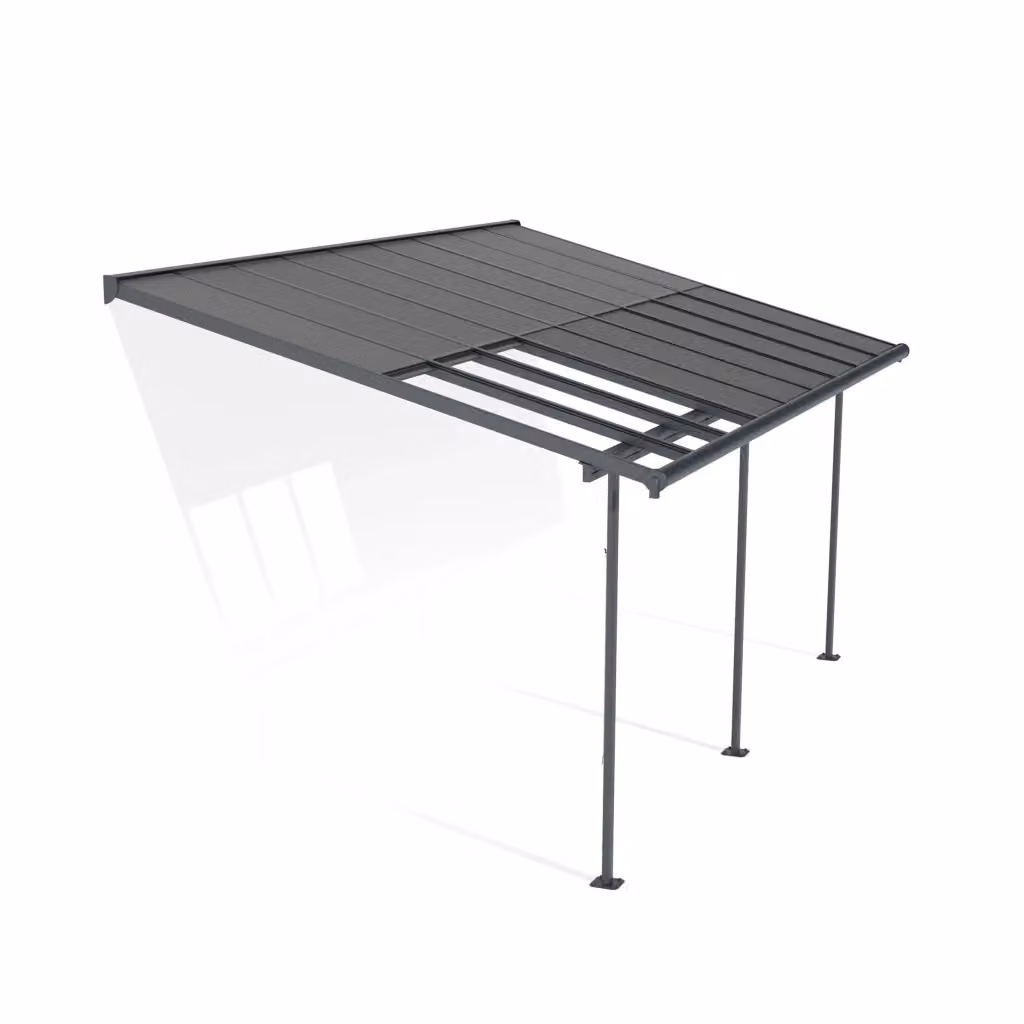 Pergola addossata Palram Canopia Sierra Cabrio in alluminio e policarbonato, colore grigio, L: 5.6 m x P: 3 m – 2