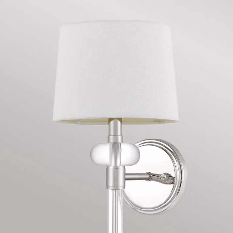 Applique Contemporanea Barbour in Acciaio Nichel Lucido e Tessuto Bianco con 1 Luce E14