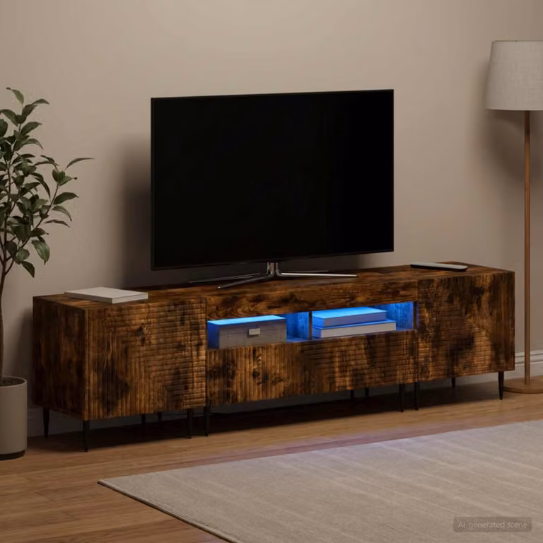 Mobile TV LED vidaXL in legno ingegnerizzato Rovere Fumo Marrone per soggiorno