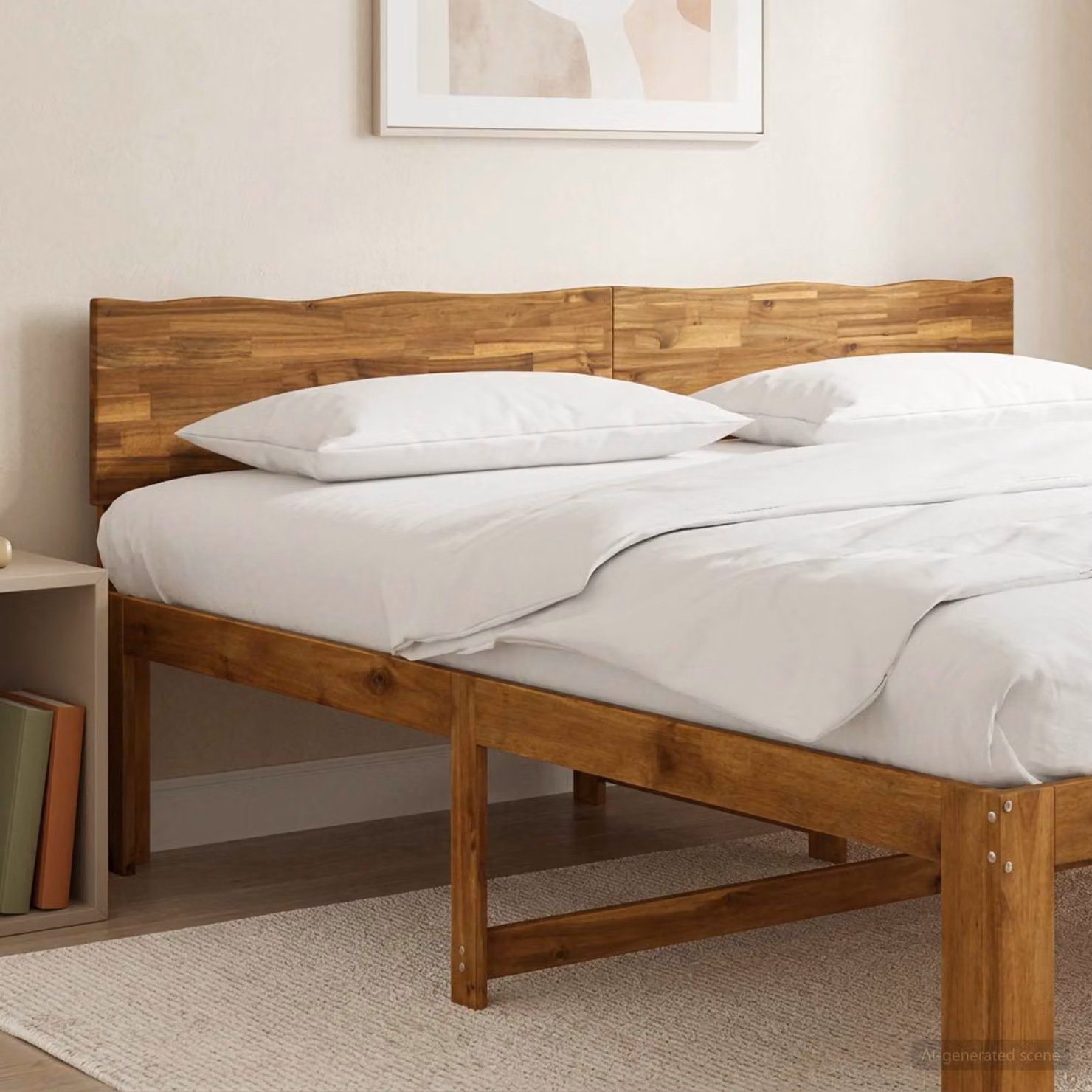 Testiera per letto con bordo vivo vidaXL ROSTOCK in legno massello di acacia, colore naturale, 200 x 200 cm