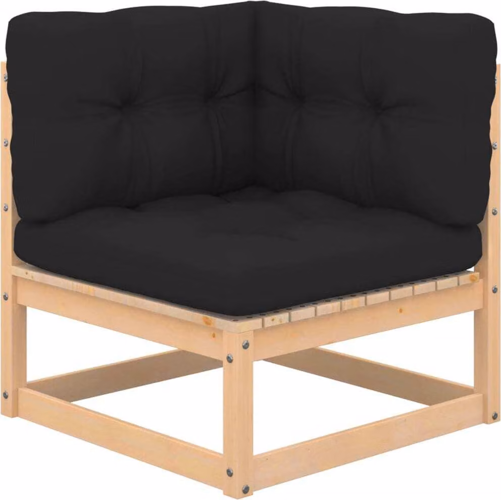 Set Salotto Giardino 8 pz Cuscini Antracite Legno Massello Pino