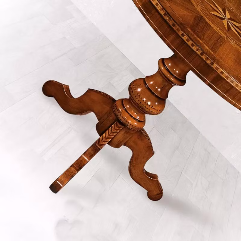 Tavolo rotondo in legno intarsiato Mobili 2G marrone Diametro: 90 cm, Altezza: 78 cm – 2