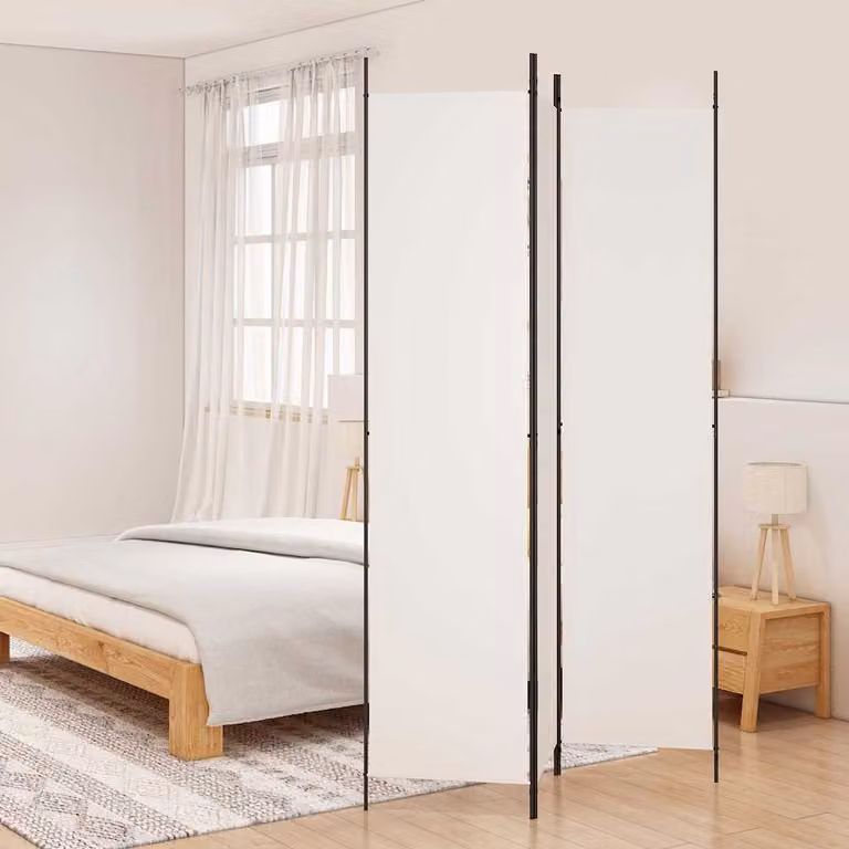 Divisorio a 3 Pannelli vidaXL in Tessuto Bianco, H: 220 cm, L: 150 cm