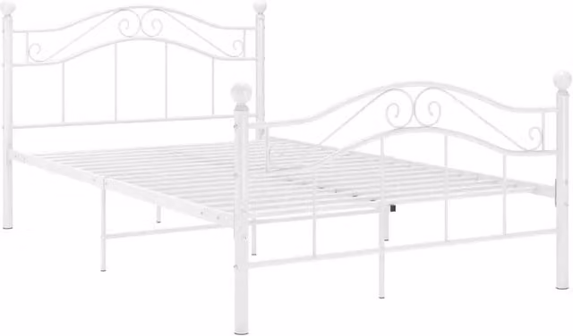 Letto matrimoniale | Letto per adulti | Giroletto Bianco in Metallo 120x200 cm