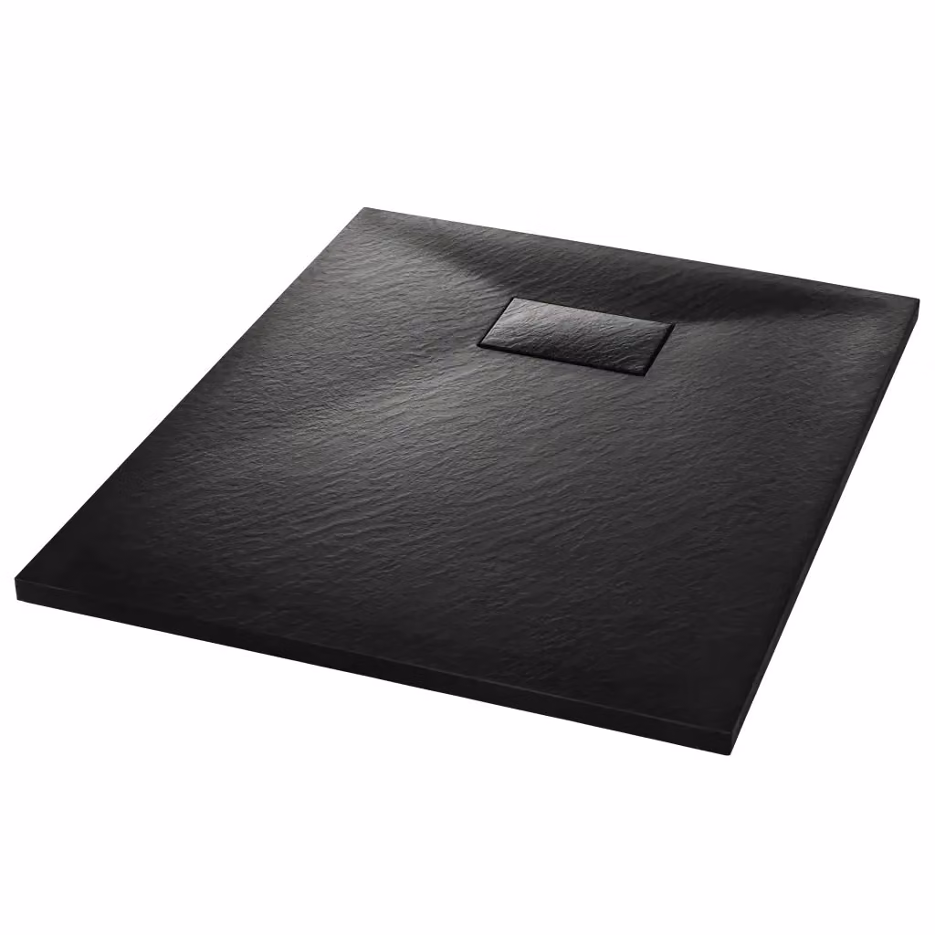 Piatto doccia rettangolare vidaXL in mineral cast nero antiscivolo L: 90 cm x P: 70 cm – 2