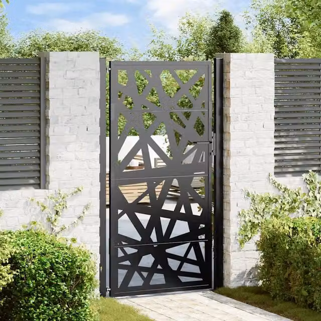 Cancello da giardino nero 100x175 cm in acciaio design leggero 4100952