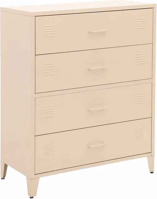 Cassettiera industriale in acciaio, 4 cassetti, beige