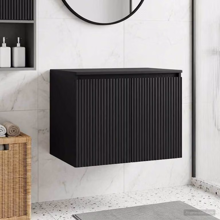 Mobiletto da bagno a muro vidaXL moderno nero opaco L: 62,5 cm, P: 44,5 cm, H: 50 cm