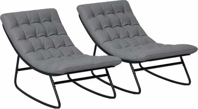 Poltrona dondolo da esterno Minimal con cuscini grigio – 1