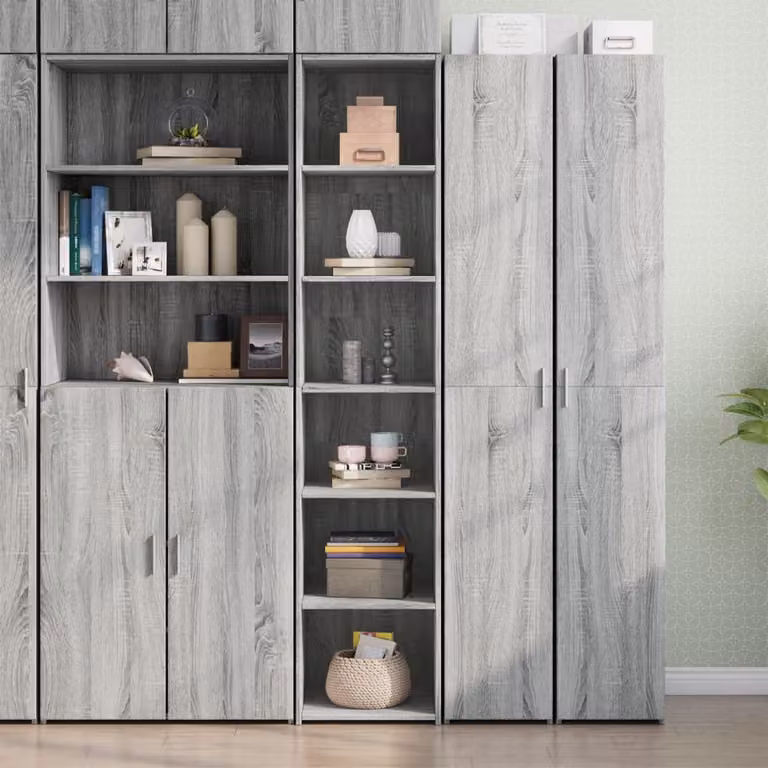 Credenza moderna vidaXL in legno e MDF grigio con ante a battente, L/P/H: 40 x 41 x 185 cm