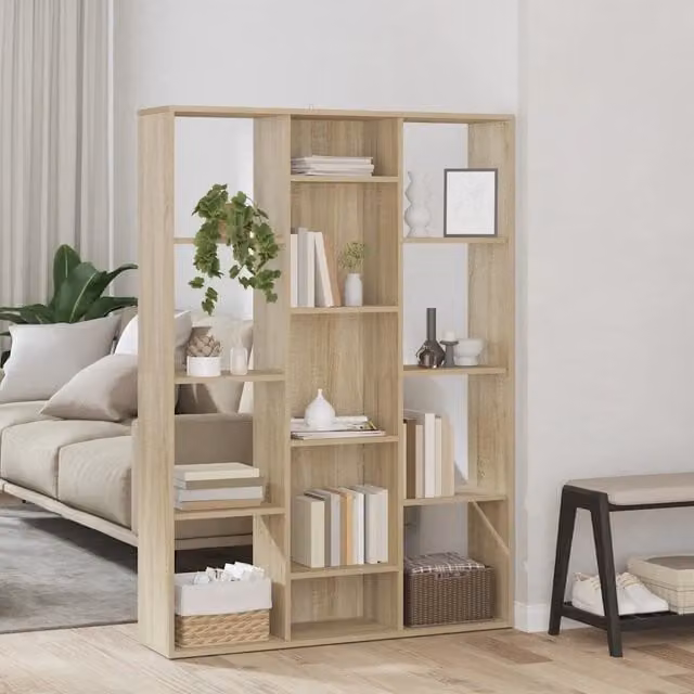 Libreria divisorio vidaXL in legno Rovere, colore marrone e beige, L 100 cm x P 24 cm x H 140 cm