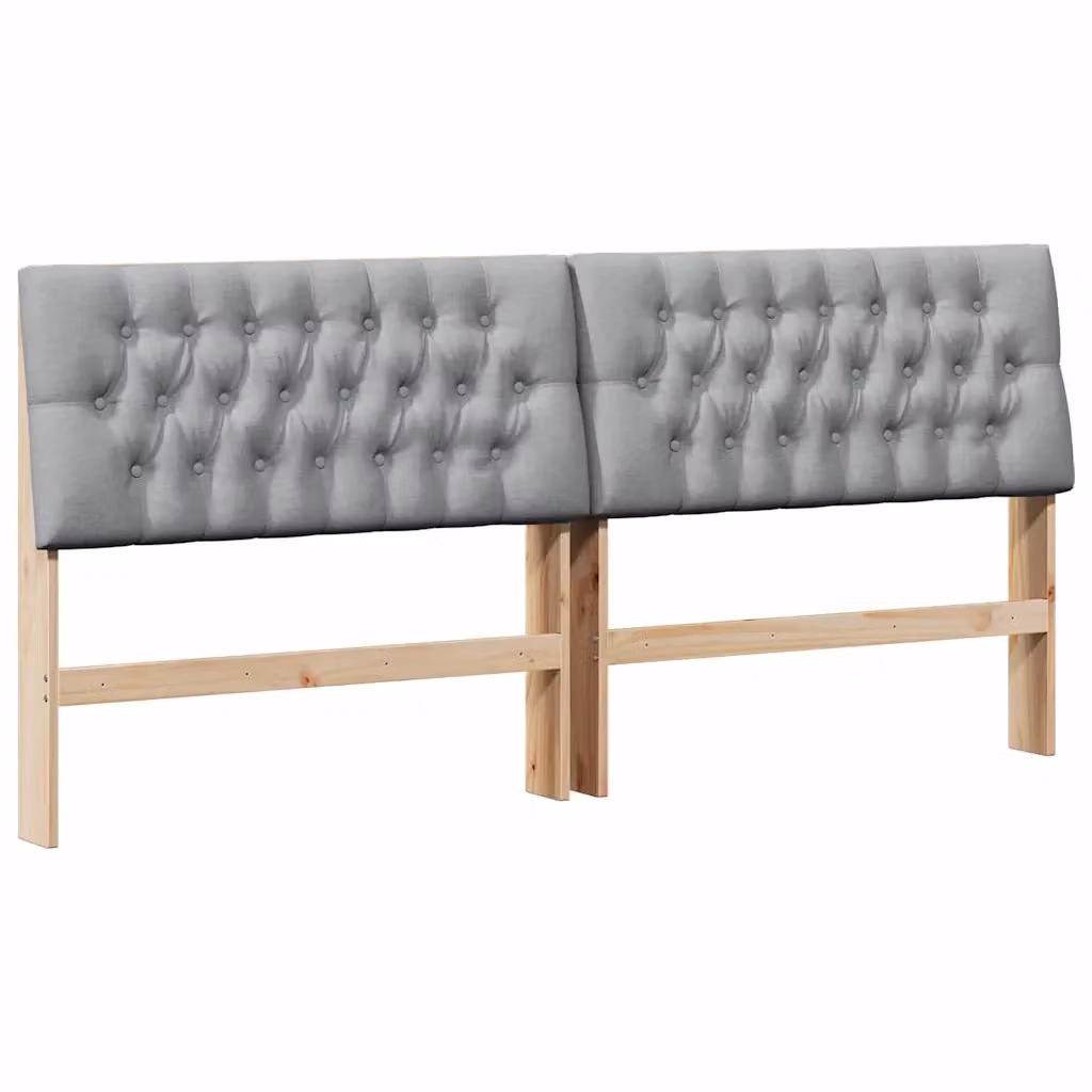 Testiera imbottita con cuscini vidaXL in pino massello, colore grigio chiaro, larghezza: 200 cm – 2