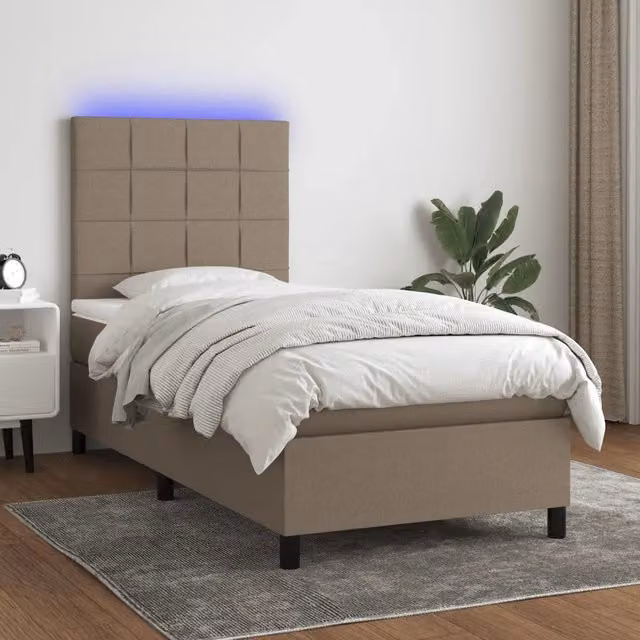 Letto a molle con materasso vidaXL in tessuto beige con illuminazione LED e porta USB L/P/H: 80 x 200 cm
