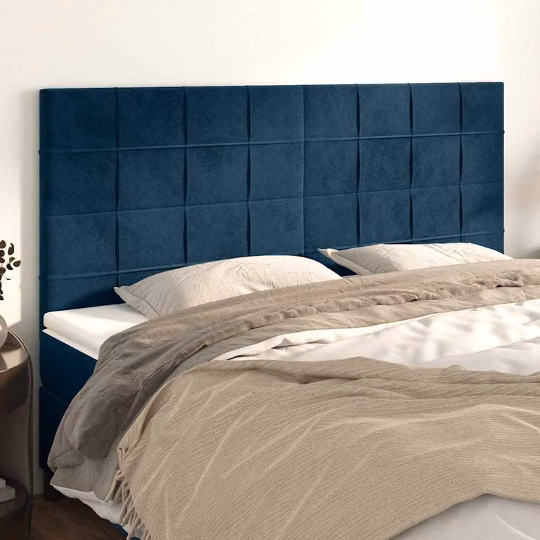 Testiera per letto vidaXL in velluto blu scuro, L: 160 cm, H: 118/128 cm, P: 5 cm