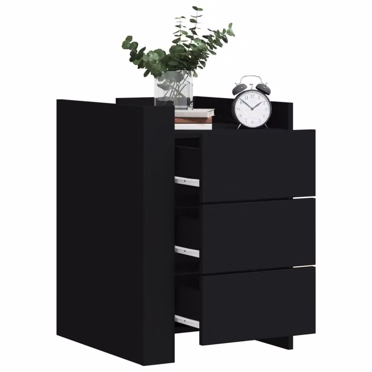 Comodino moderno vidaXL nero in legno e MDF da appendere a parete L: 45 cm, P: 50 cm, H: 65 cm
