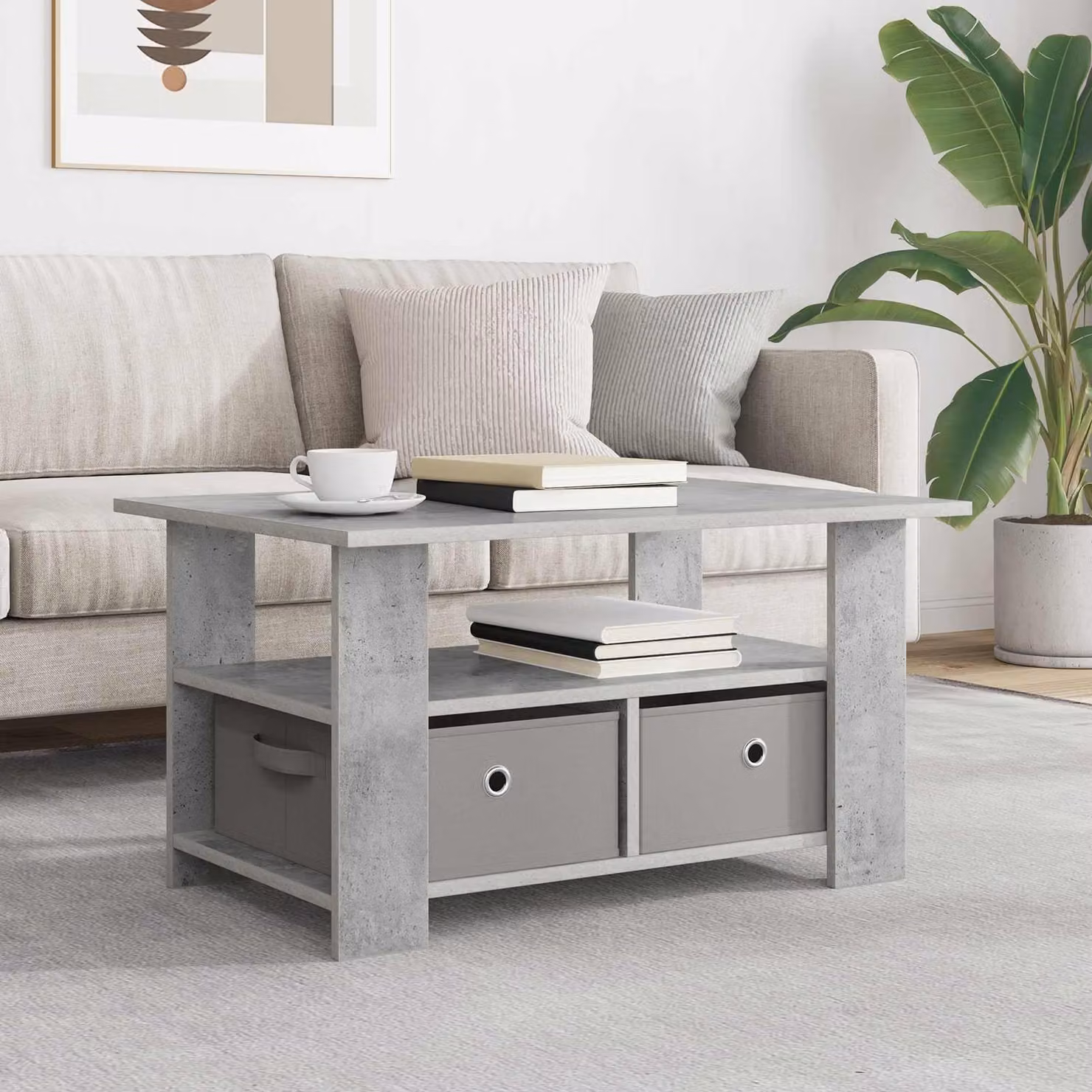 Maison Exclusive - Tavolino in grigio cemento 77 x 55 x 42 cm in materiale derivato dal legno