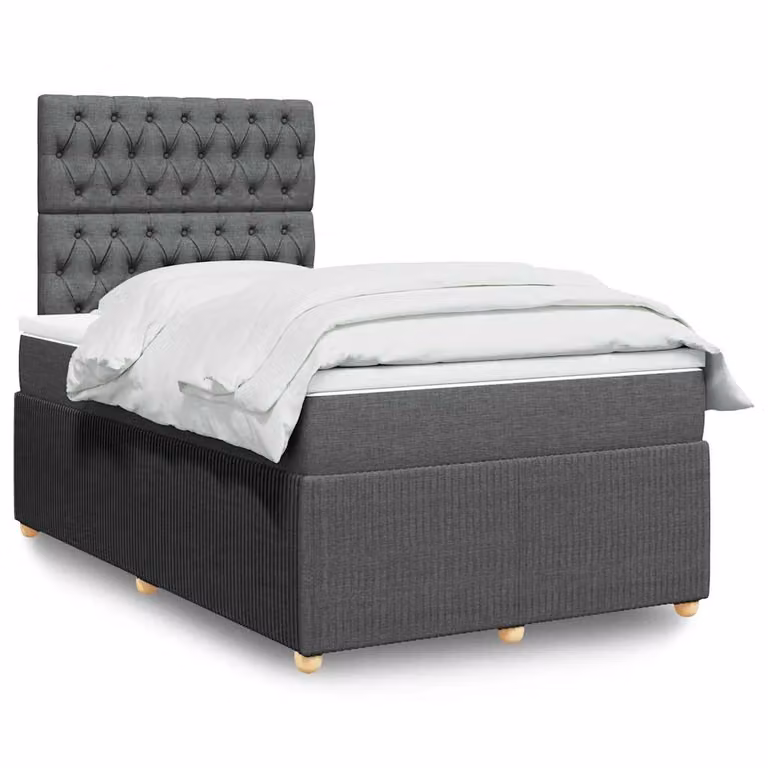 vidaXL Letto Ibrido con Materasso e Struttura Imbottita in Tessuto Grigio e Bianco L/P/H: 120 x 200 x 150,5 cm