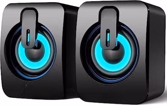Altoparlanti attivi Njsj per PC con connessione USB-A e Jack 3.5 mm, multicolore e nero