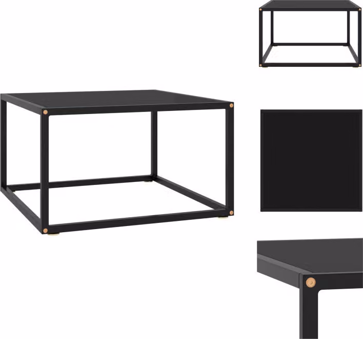 vidaXL Tavolino nero con vetro nero 60x60x35 cm - Tavolini da caffè