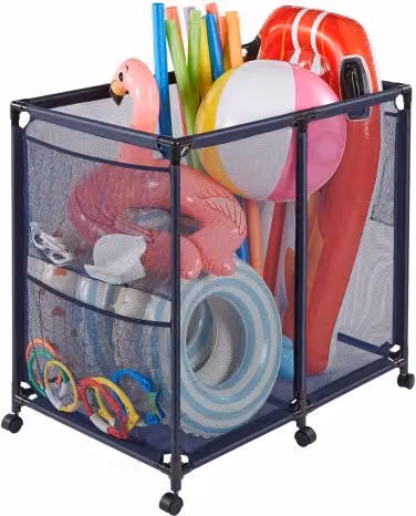 VEVOR Cestino Portaoggetti Galleggiante per Piscina 93,5x61x90,4 cm Contenitore Portaoggetti in Rete a Bordo di Piscina per Galleggianti Giocattoli Attrezzatura, Telaio in Metallo, Cestino Organizer