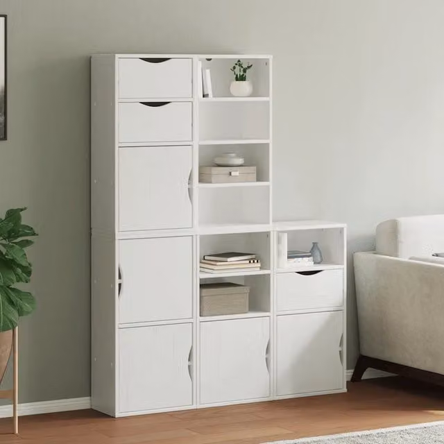 Armadietti Laterali 5 pz ODDA Bianco 40x24x79 cm Legno di Pino 3365365