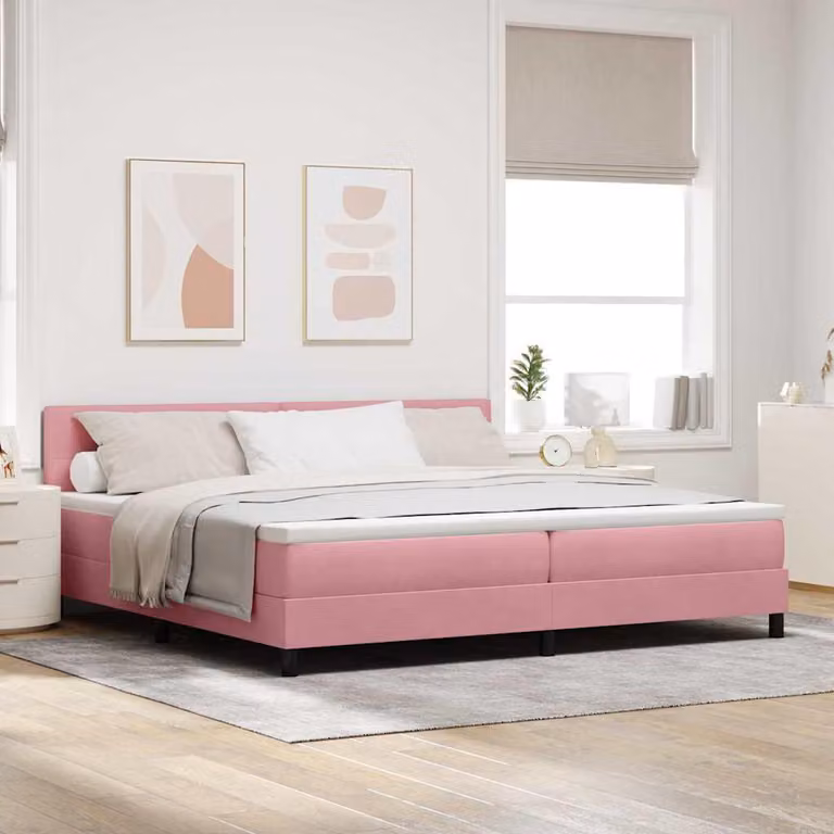 Maison Exclusive - Letto boxspring con testiera Rosa 200 x 200 cm in velluto